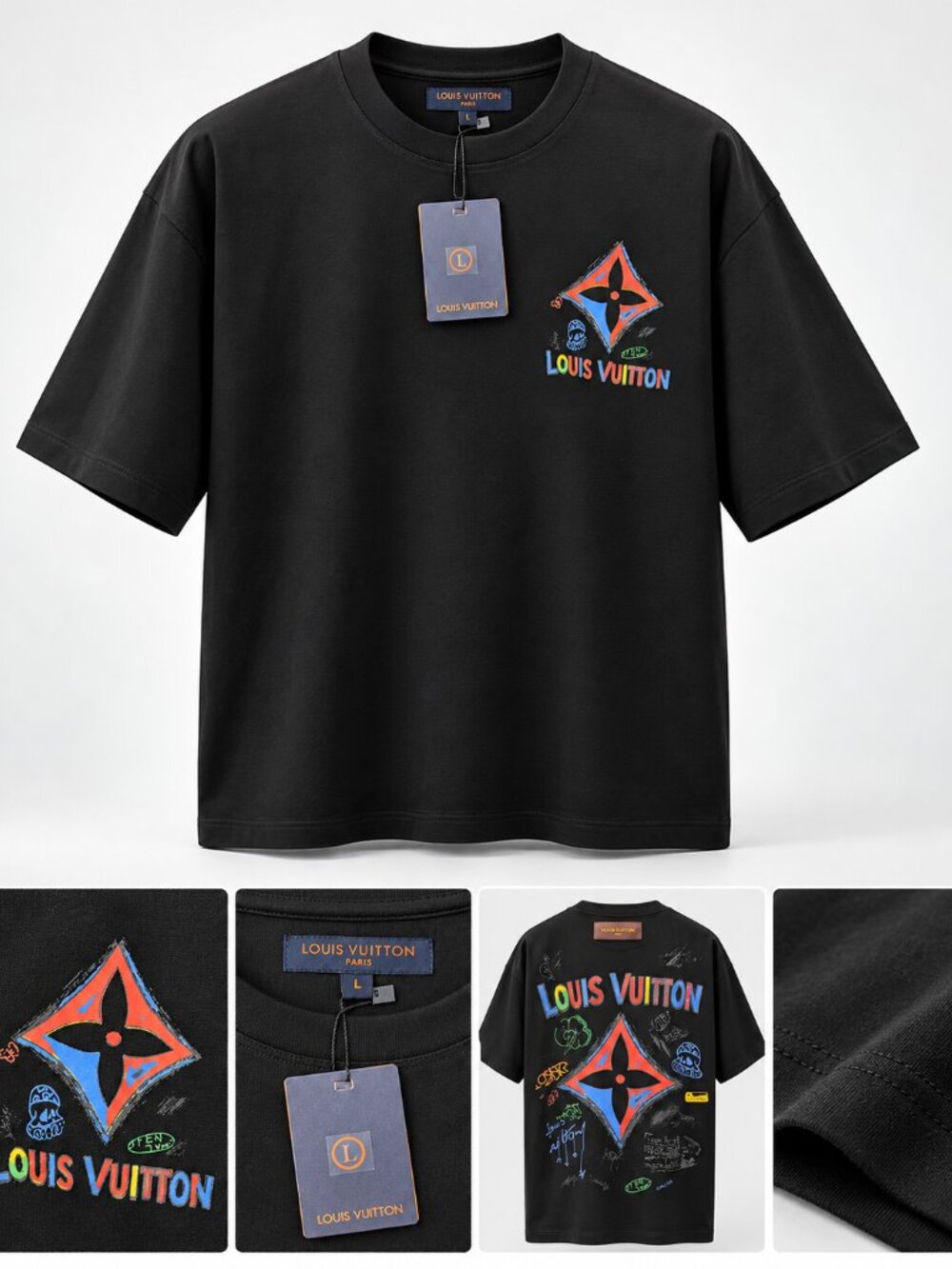 Black Louis Vuitton Graphic Oversized T-Shirt – L